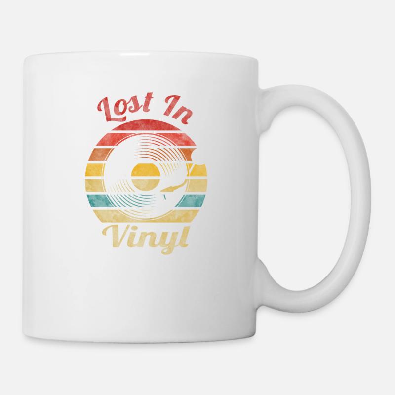 Lost In Retro Vinyl Vintage - Tasse - Weiß