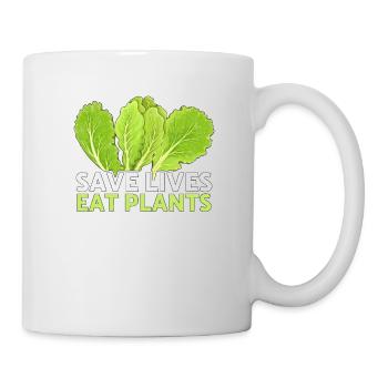 Sauver des vies Manger des plantes Sauvetage d’animaux Droits des animaux - Mug blanc - blanc - Droite