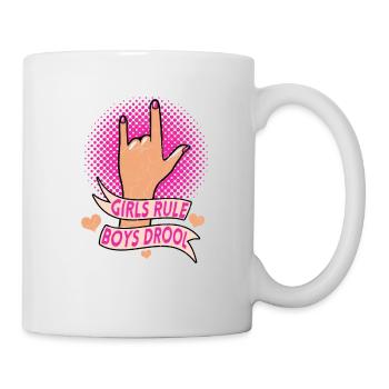 Girls Rule Boys Drool Feminist Women Empowerment - Mug - white - Right