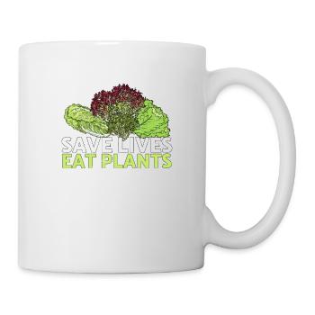 Sauver des vies Manger des plantes Sauvetage d’animaux Droits des animaux - Mug blanc - blanc - Droite