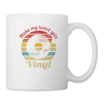 Fais tourner mon cœur Vinyl Retro Vintage Music - Mug blanc - blanc - Droite