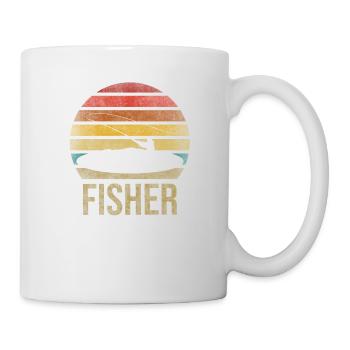 Fishing Fisherman Fisherwoman Fisher Retro Vintage - Mug - white - Right