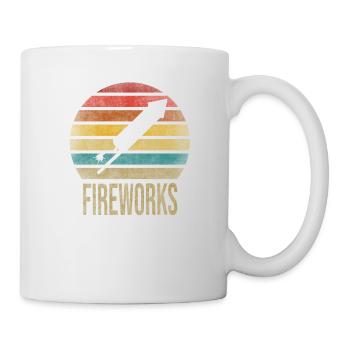 Fireworks Boom Rocket Going Up Launch Retro - Mug - white - Right