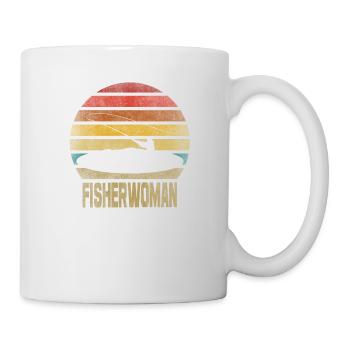 Fishing Fisherman Fisherwoman Fisher Retro Vintage - Mug - white - Right