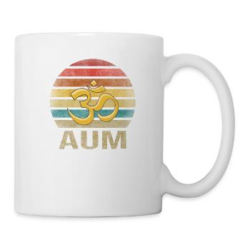Hindouisme Aum Lettre Religion Rétro Coucher de Soleil - Mug blanc - blanc - Droite