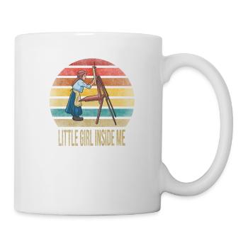 Painting Little Girl Inside Arts Retro Sunset - Mug - white - Right