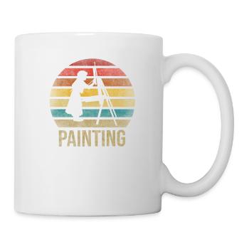 Peinture Petite Fille à l’intérieur Arts Rétro Coucher de Soleil - Mug blanc - blanc - Droite