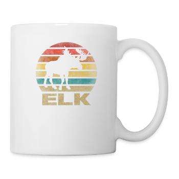 Moose Elk Deer Animal Retro Sunset - Tasse - Weiß - Rechts