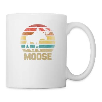 Moose Elk Deer Animal Retro Sunset - Tasse - Weiß - Rechts