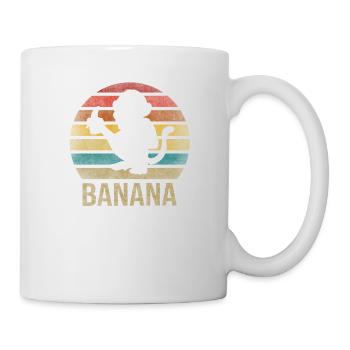 Monkey Eating Banana Dinner Retro Sunset - Mug - white - Right