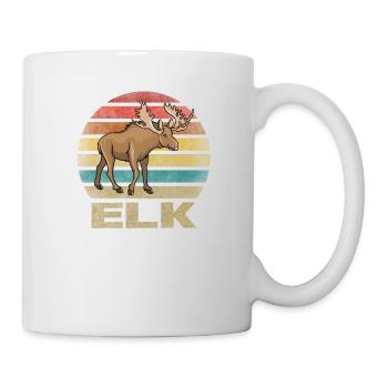 Moose Elk Deer Animal Retro Sunset - Tasse - Weiß - Rechts