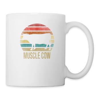 Muscle Cow Animal Retro Sunset - Tasse - Weiß - Rechts