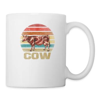 Muscle Cow Animal Retro Sunset - Tasse - Weiß - Rechts