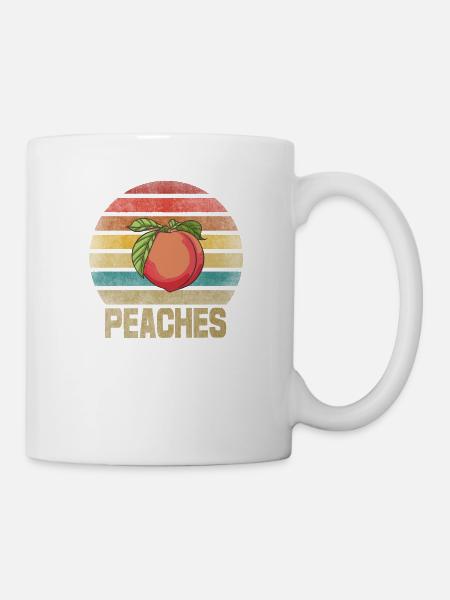 Peach Peaches Fruit Retro Sunset - Tasse - Weiß