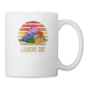Journée de blanchisserie Pile de vêtements Retro Sunset - Mug blanc - blanc - Droite