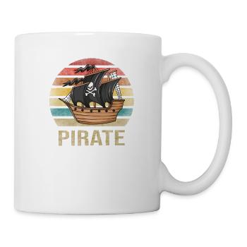 Pirate Ship Pirates Retro Sunset - Tasse - Weiß - Rechts
