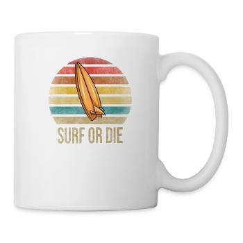 Surf Or Die Surfboard Summer Retro Sunset - Mug - white - Right