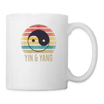 Taosim Yin & Yang Zen Retro Coucher de soleil - Mug blanc - blanc - Droite