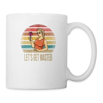 Drinking Wine Fun Alcohol Woman Retro Sunset - Mug - white - Right