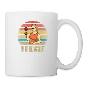 Drinking Wine Fun Alcohol Woman Retro Sunset - Mug - white - Right