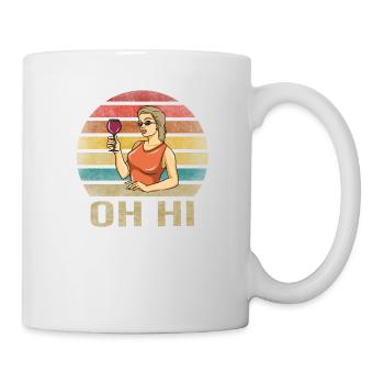 Drinking Wine Fun Alcohol Woman Retro Sunset - Mug - white - Right
