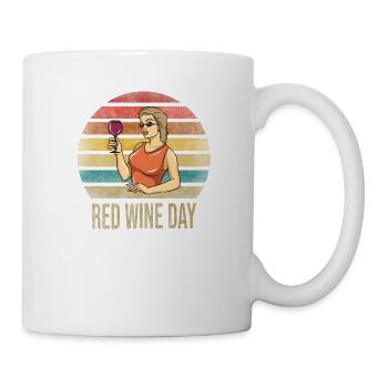 Drinking Wine Fun Alcohol Woman Retro Sunset - Mug - white - Right