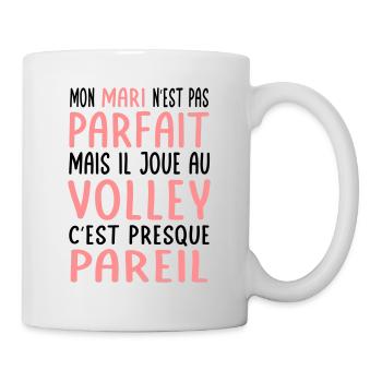 Mon mari n'est pas parfait mais il joue au volley - Mug blanc - blanc - Droite