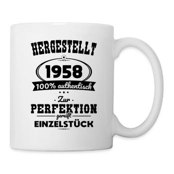 65. Geburtstag - Hergestellt 1958 Einzelstück - Tasse - Weiß - Rechts