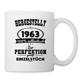 60. Geburtstag - Hergestellt 1963 Einzelstück - Tasse - Weiß - Rechts
