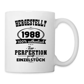 35. Geburtstag - Hergestellt 1988 Einzelstück - Tasse - Weiß - Rechts