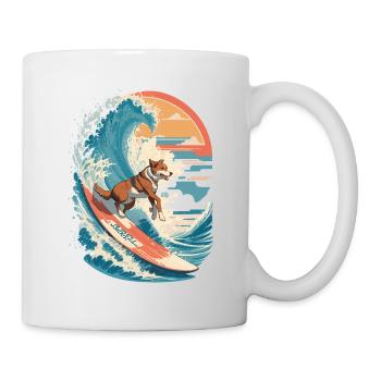 Surf Dog: The Retro Wave Illustration - Mug - white - Right