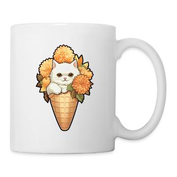 Eis Katze Blumen - Tasse - Weiß - Rechts