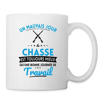 Mauvais jour de chasse mieux que journée travail - Mug blanc - blanc - Droite