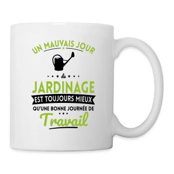 Mauvais jour jardinage mieux que journée travail - Mug blanc - blanc - Droite