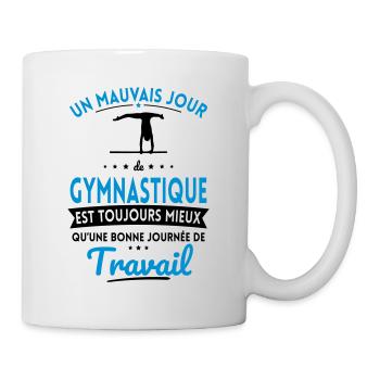 Mauvais jour gymnastique mieux que journée travail - Mug blanc - blanc - Droite