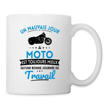 Mauvais jour de moto mieux que journée travail - Mug blanc - blanc - Droite