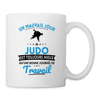 Mauvais jour de judo mieux que journée travail - Mug blanc - blanc - Droite
