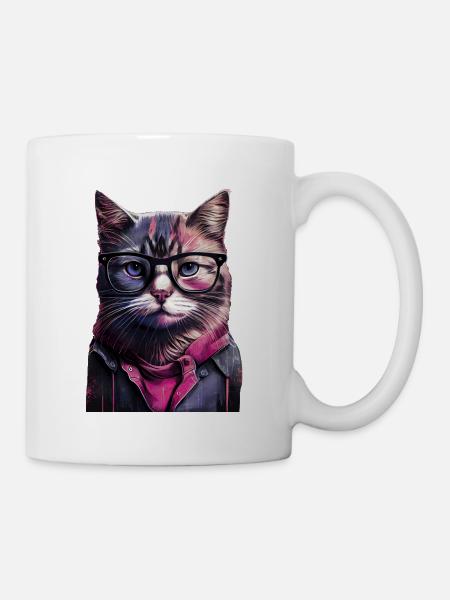 Hipster-Katze Willow - Tasse - Weiß