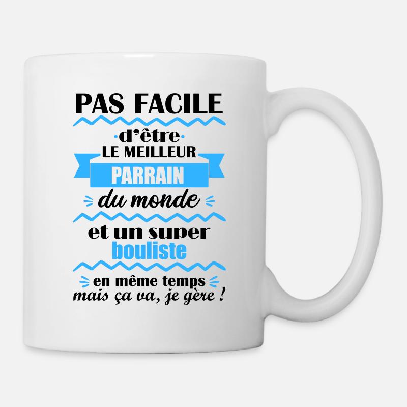 pas facile parrain bouliste, cadeau pétanque - Mug blanc - blanc