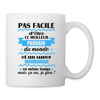 parrain tennisman, cadeau pour parrain, tennis - Mug blanc - blanc - Droite