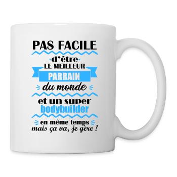 parrain bodybuilder, cadeau bodybuilding, muscu - Mug blanc - blanc - Droite