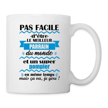 parrain pompier, cadeau sapeur pompier - Mug blanc - blanc - Droite