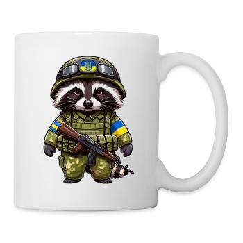 Niedlicher Waschbär in Uniform - Tasse - Weiß - Rechts