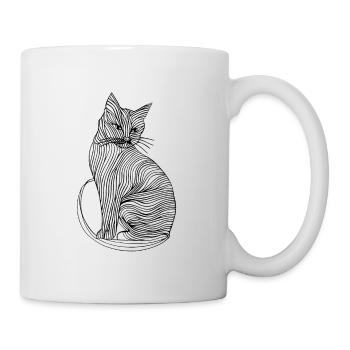 Lines art cat #cat - Mug - white - Right