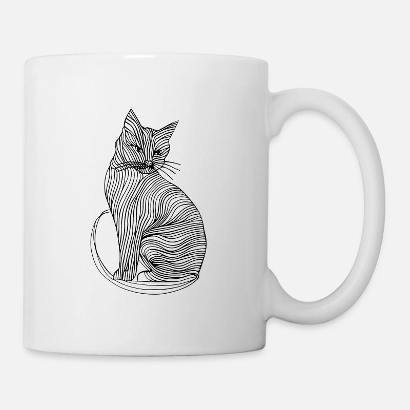 Linien Kunst Katze #cat - Tasse - Weiß