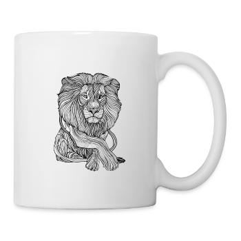 Lines art lion #lion - Mug - white - Right