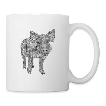 Lines art pig #pig - Mug - white - Right