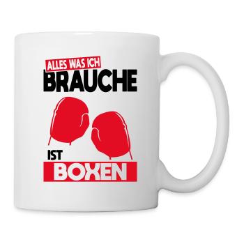 Alles was ich brauche ist Boxen - Geschenkidee - Tasse - Weiß - Rechts