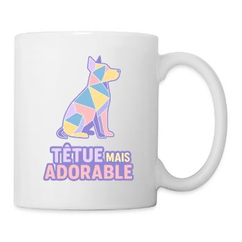 Têtue mais adorable – Chien géométrique pastel - Mug blanc - blanc - Droite
