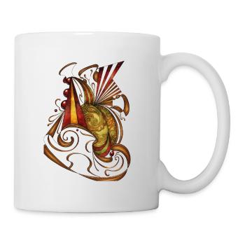 Farbiges Blütenornament Muster - Tasse - Weiß - Rechts